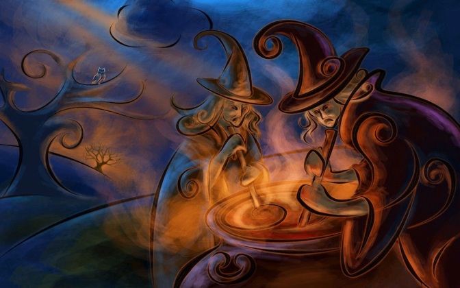 Illustration: Witches with Cauldron