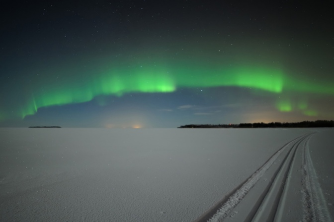 Image: Northern Lights Over Frozen Lake, Finland