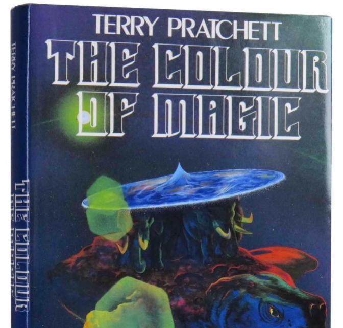 The first edition hardcover copy of The Colour of Magic